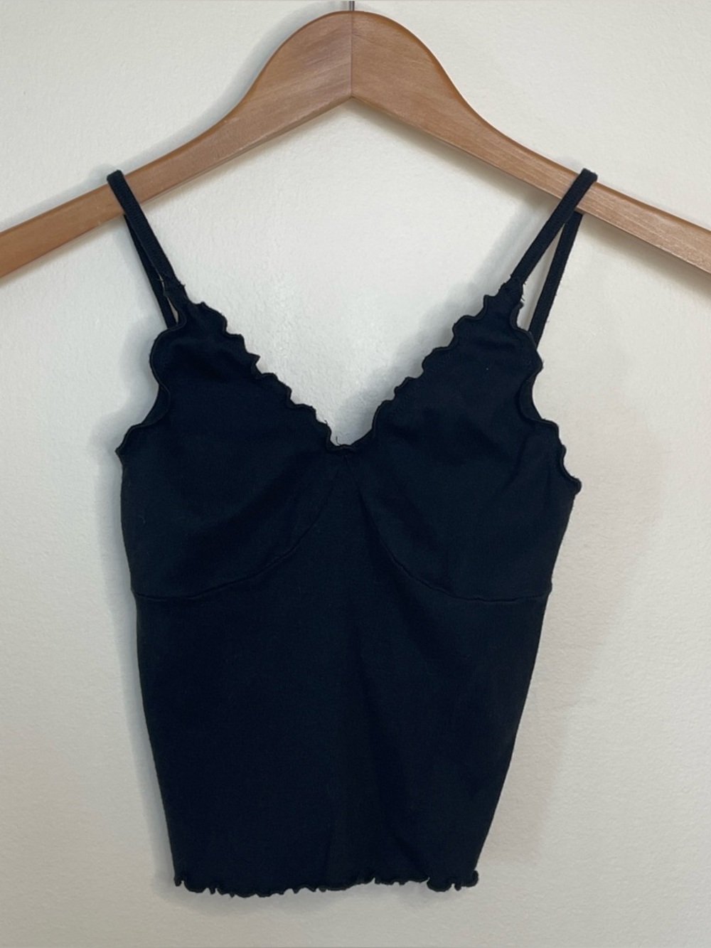 Brandy Melville ruffle trim cropped spaghetti strap